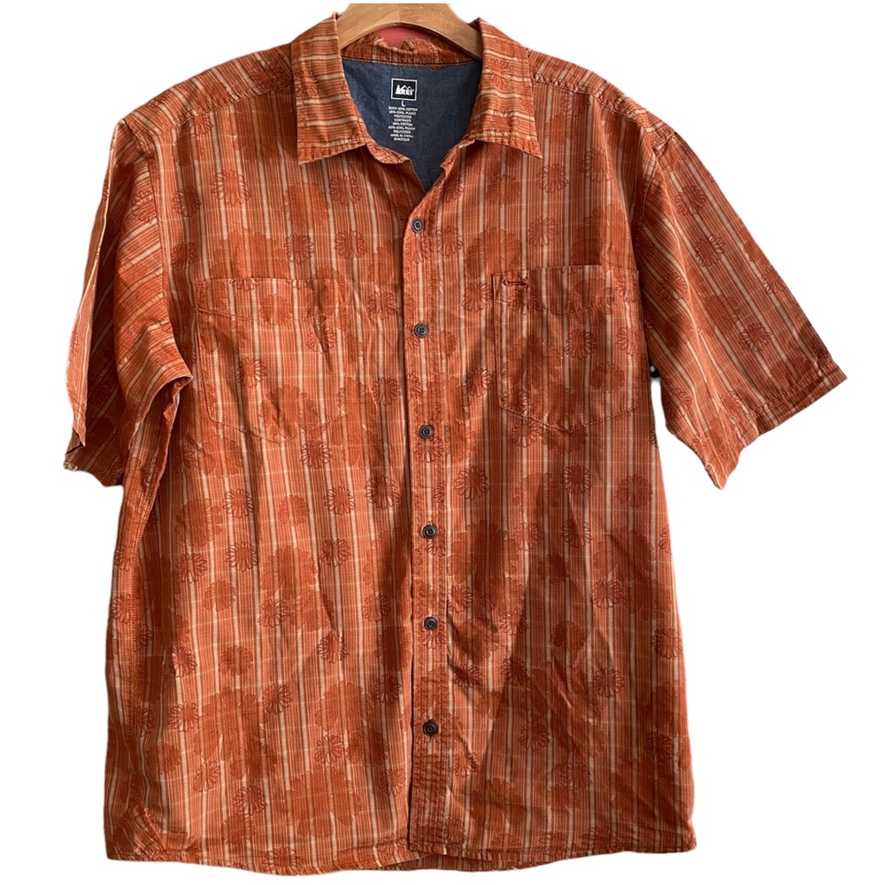 REI Hawaiian Button Down Short Sleeve Shirt Cotton Cool Plus Size Large